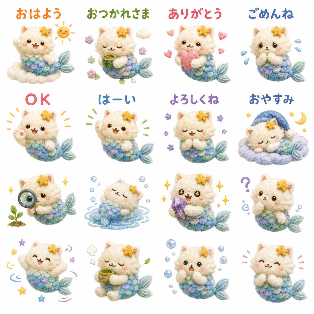 羊毛フェルト風の龙猫星 スタンプ一覧（不採用）